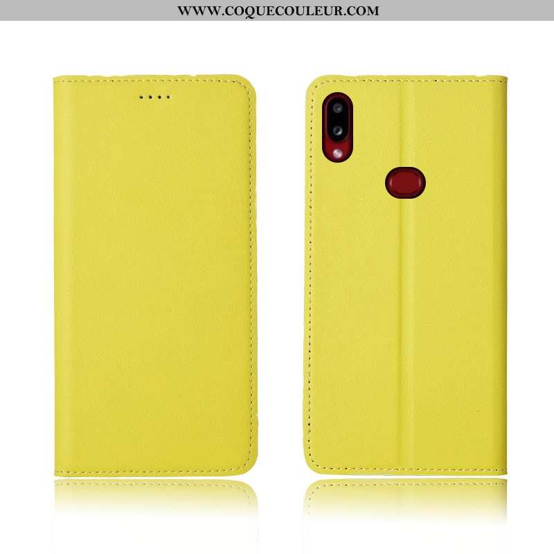 Coque Samsung Galaxy A10s Délavé En Daim Cuir Nouveau, Housse Samsung Galaxy A10s Cuir Véritable Sil