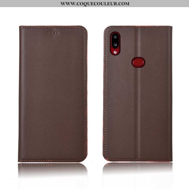 Coque Samsung Galaxy A10s Délavé En Daim Cuir Nouveau, Housse Samsung Galaxy A10s Cuir Véritable Sil