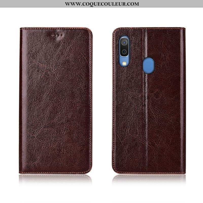 Étui Samsung Galaxy A20e Protection Silicone Marron, Coque Samsung Galaxy A20e Cuir Véritable Marron