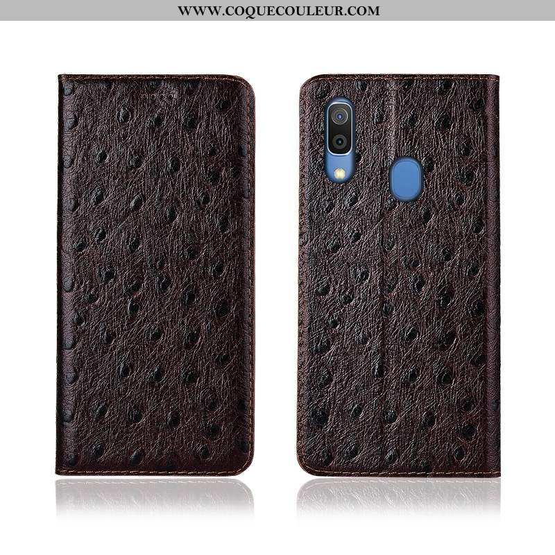 Étui Samsung Galaxy A20e Silicone Étoile, Coque Samsung Galaxy A20e Protection Cuir Véritable Marron