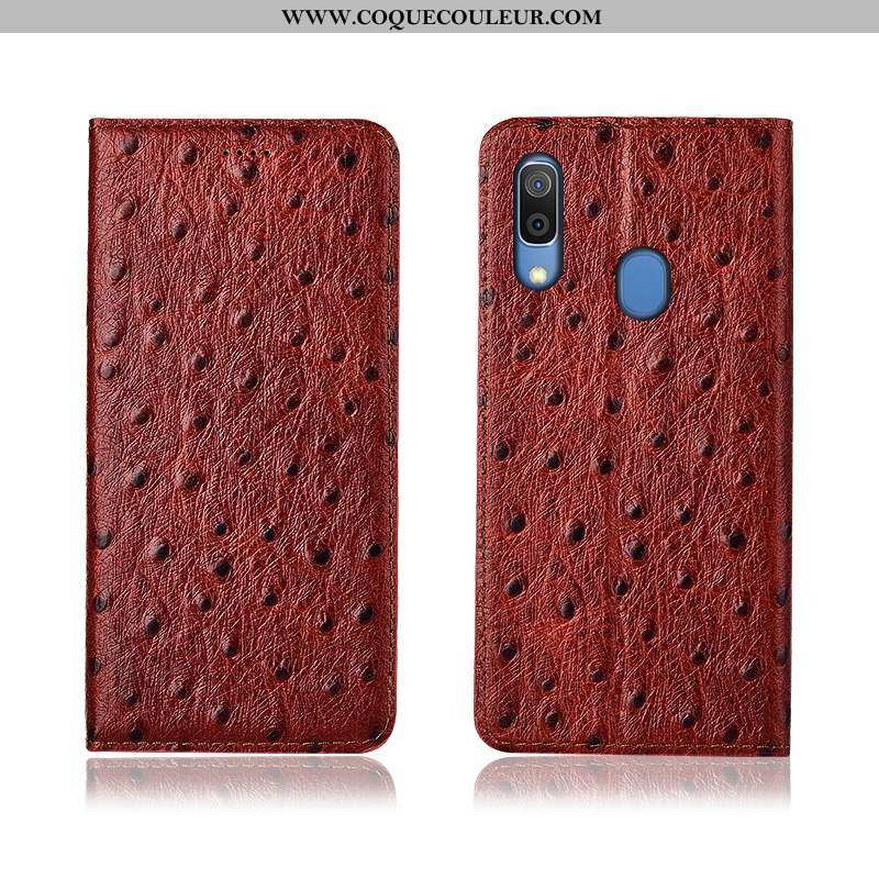 Étui Samsung Galaxy A20e Silicone Étoile, Coque Samsung Galaxy A20e Protection Cuir Véritable Marron