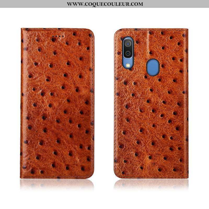 Étui Samsung Galaxy A20e Silicone Étoile, Coque Samsung Galaxy A20e Protection Cuir Véritable Marron