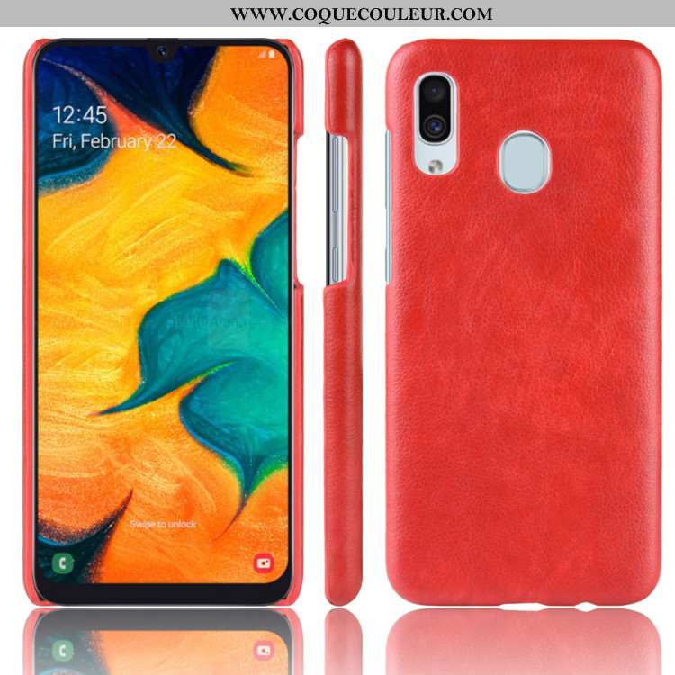 Coque Samsung Galaxy A20e Cuir Étui Rouge, Housse Samsung Galaxy A20e Modèle Fleurie Protection Roug