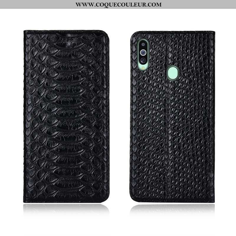 Coque Samsung Galaxy A20s Cuir Noir Housse, Housse Samsung Galaxy A20s Modèle Fleurie Silicone