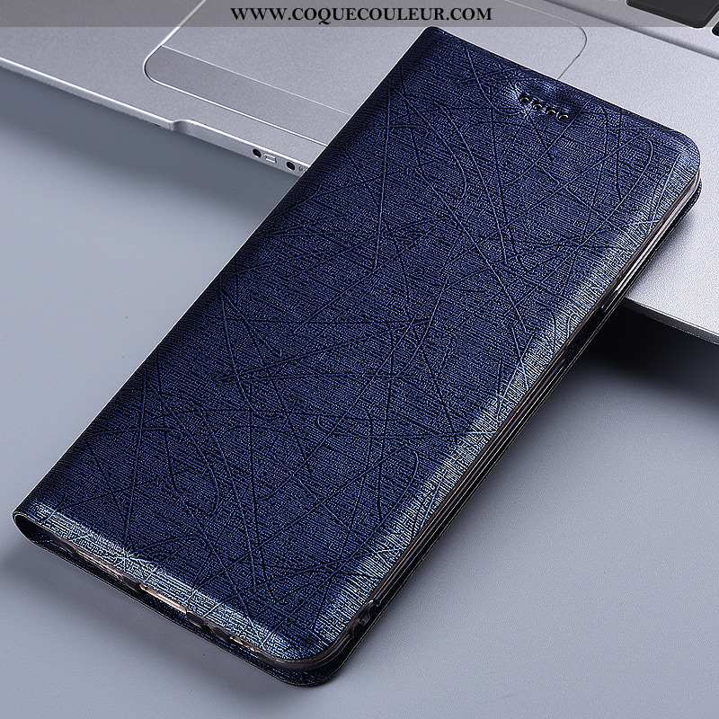 Étui Samsung Galaxy A21s Cuir Incassable Soie, Coque Samsung Galaxy A21s Protection Housse Bleu Fonc