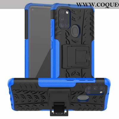 Housse Samsung Galaxy A21s Modèle Fleurie Étui Étoile, Samsung Galaxy A21s Protection Support Bleu