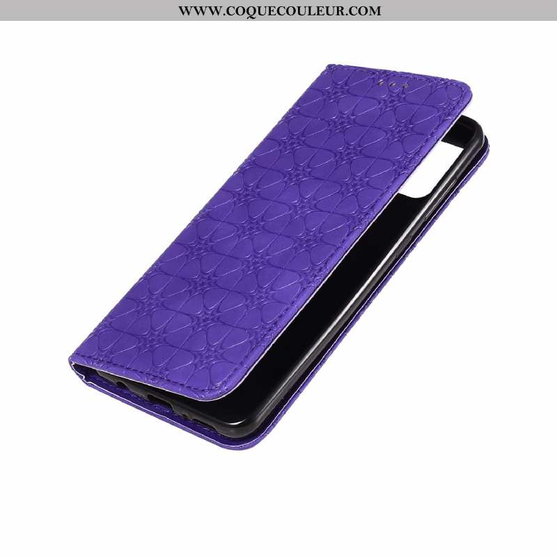 Étui Samsung Galaxy A21s Cuir Étoile Étui, Coque Samsung Galaxy A21s Modèle Fleurie En Relief Violet