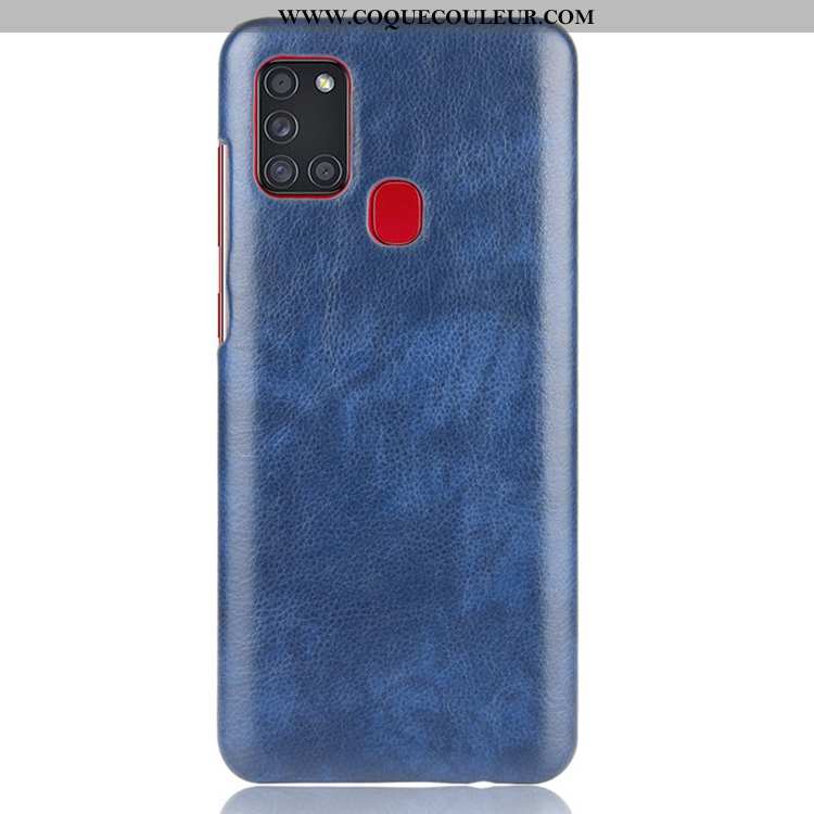 Coque Samsung Galaxy A21s Cuir Étui Incassable, Housse Samsung Galaxy A21s Délavé En Daim Gris