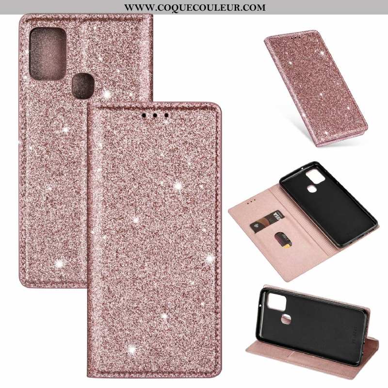 Coque Samsung Galaxy A21s Cuir Téléphone Portable Étui, Housse Samsung Galaxy A21s Clamshell Rose