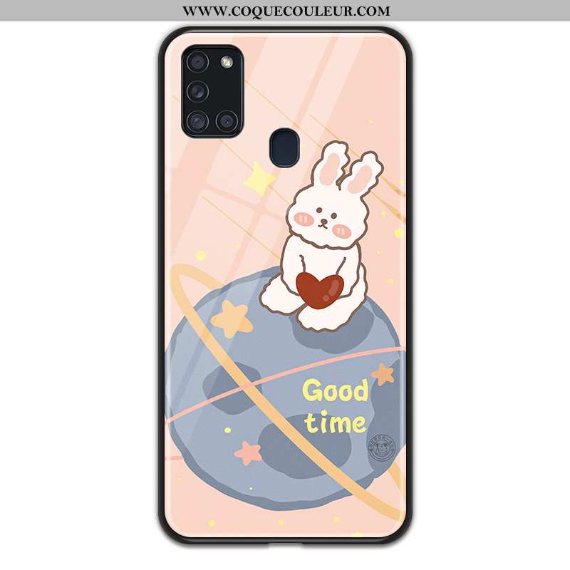 Coque Samsung Galaxy A21s Dessin Animé Amoureux Coque, Housse Samsung Galaxy A21s Fluide Doux Verre 