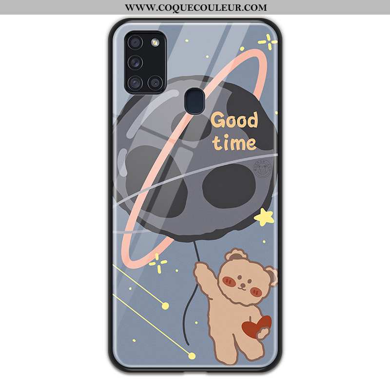 Coque Samsung Galaxy A21s Dessin Animé Amoureux Coque, Housse Samsung Galaxy A21s Fluide Doux Verre 