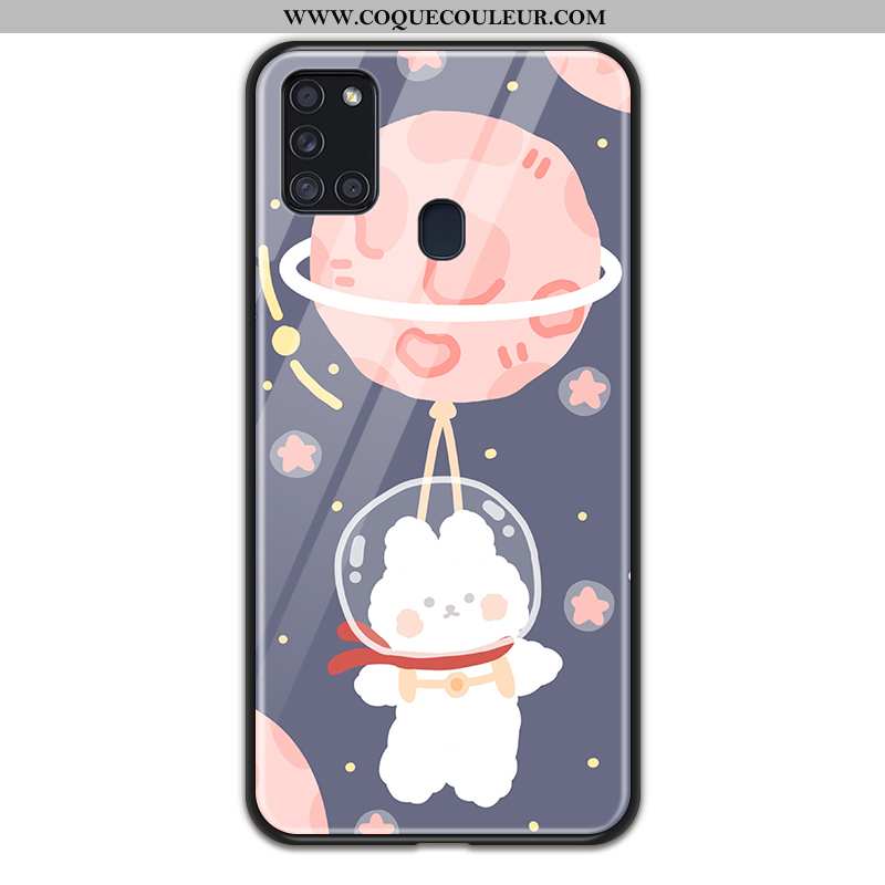 Coque Samsung Galaxy A21s Dessin Animé Amoureux Coque, Housse Samsung Galaxy A21s Fluide Doux Verre 