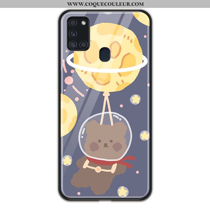 Coque Samsung Galaxy A21s Dessin Animé Amoureux Coque, Housse Samsung Galaxy A21s Fluide Doux Verre 