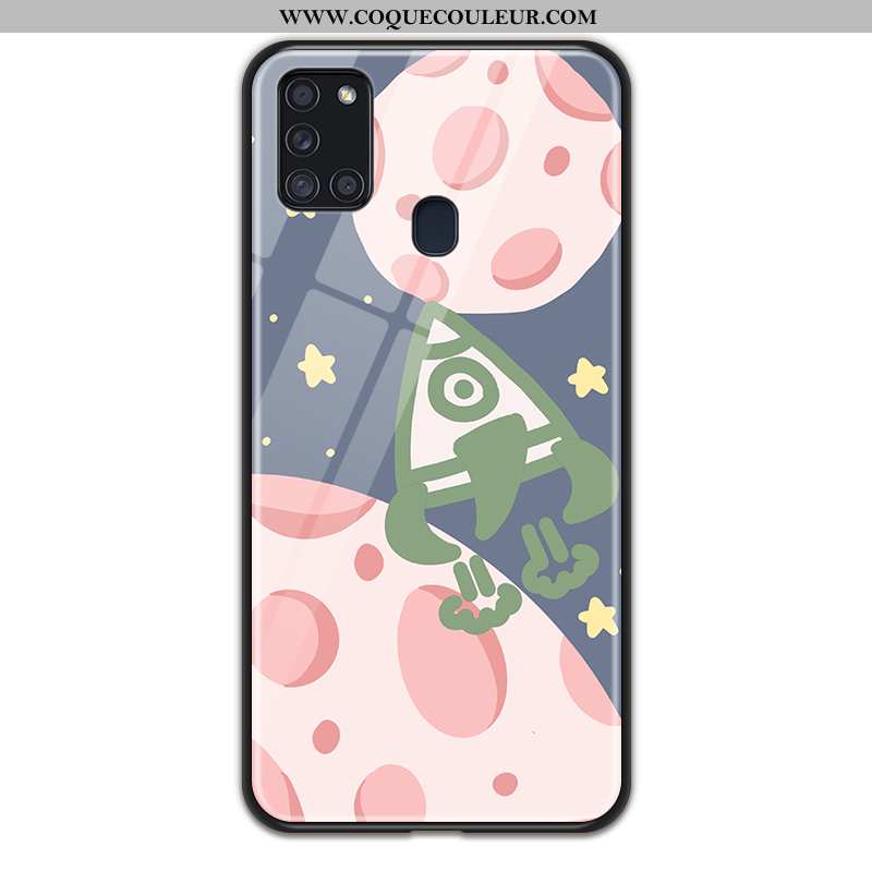 Coque Samsung Galaxy A21s Dessin Animé Amoureux Coque, Housse Samsung Galaxy A21s Fluide Doux Verre 