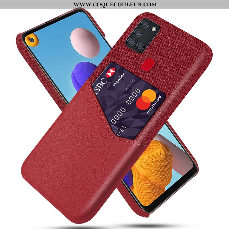 Étui Samsung Galaxy A21s Personnalité Rouge Téléphone Portable, Coque Samsung Galaxy A21s Cuir Prote