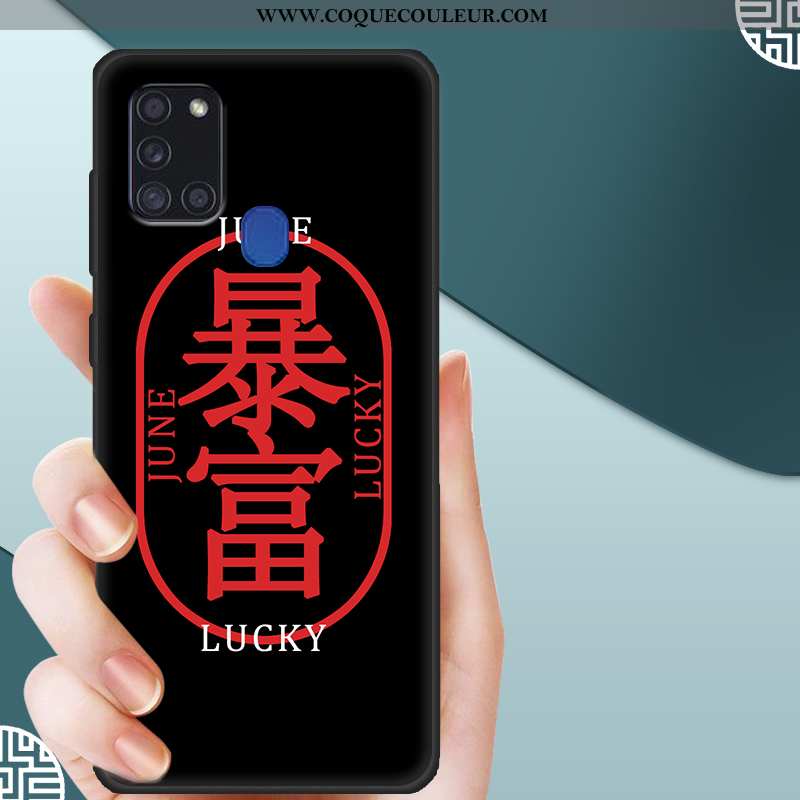 Coque Samsung Galaxy A21s Délavé En Daim Protection, Housse Samsung Galaxy A21s Dessin Animé Rouge