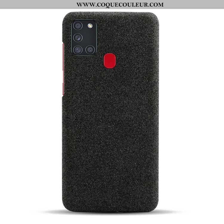 Coque Samsung Galaxy A21s Délavé En Daim Étoile Gris, Housse Samsung Galaxy A21s Personnalité Toile 