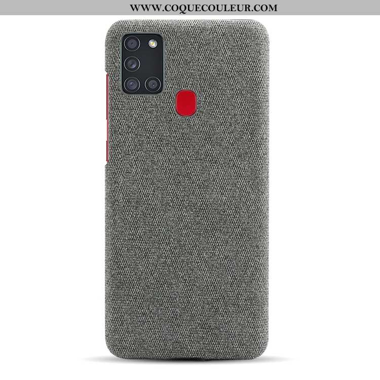 Coque Samsung Galaxy A21s Délavé En Daim Étoile Gris, Housse Samsung Galaxy A21s Personnalité Toile 