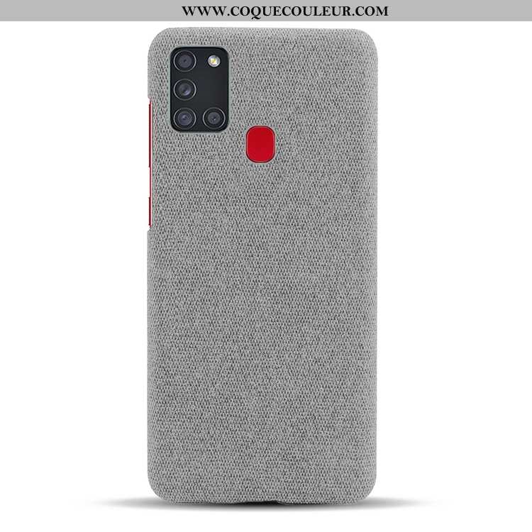 Coque Samsung Galaxy A21s Délavé En Daim Étoile Gris, Housse Samsung Galaxy A21s Personnalité Toile 