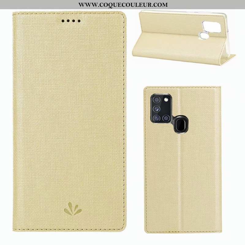 Housse Samsung Galaxy A21s Cuir Bleu Coque, Étui Samsung Galaxy A21s Fluide Doux Étoile