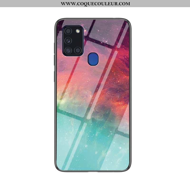 Coque Samsung Galaxy A21s Fluide Doux Étui Étoile, Housse Samsung Galaxy A21s Protection Bleu Foncé