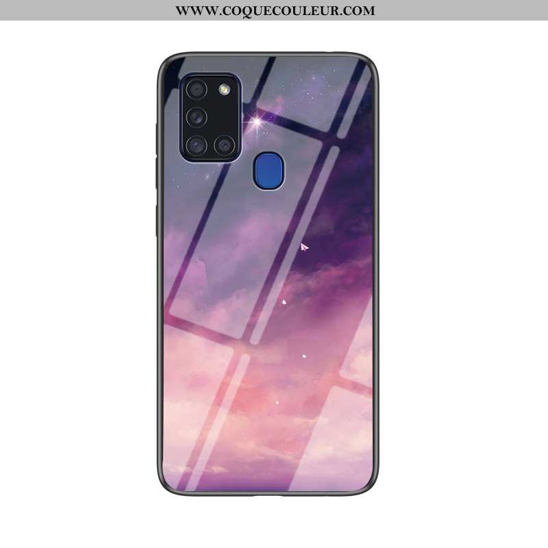 Coque Samsung Galaxy A21s Fluide Doux Étui Étoile, Housse Samsung Galaxy A21s Protection Bleu Foncé