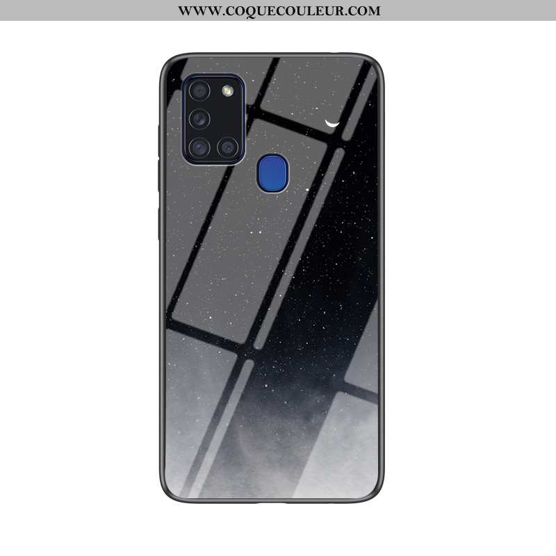 Coque Samsung Galaxy A21s Fluide Doux Étui Étoile, Housse Samsung Galaxy A21s Protection Bleu Foncé