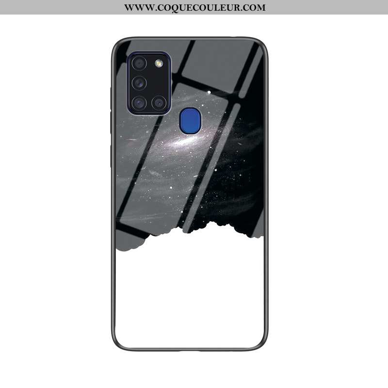 Coque Samsung Galaxy A21s Fluide Doux Étui Étoile, Housse Samsung Galaxy A21s Protection Bleu Foncé