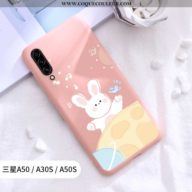 Étui Samsung Galaxy A30s Délavé En Daim Silicone Rouge, Coque Samsung Galaxy A30s Créatif Lapin Roug