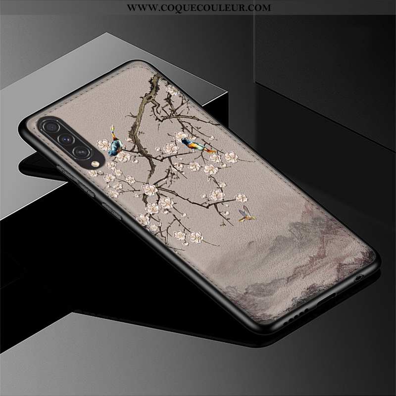 Housse Samsung Galaxy A30s Gaufrage Créatif Étoile, Étui Samsung Galaxy A30s Dessin Animé Cuir Noir