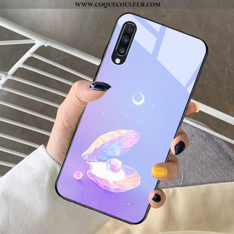 Étui Samsung Galaxy A30s Verre Frais Bleu, Coque Samsung Galaxy A30s Dessin Animé Cœur Bleu