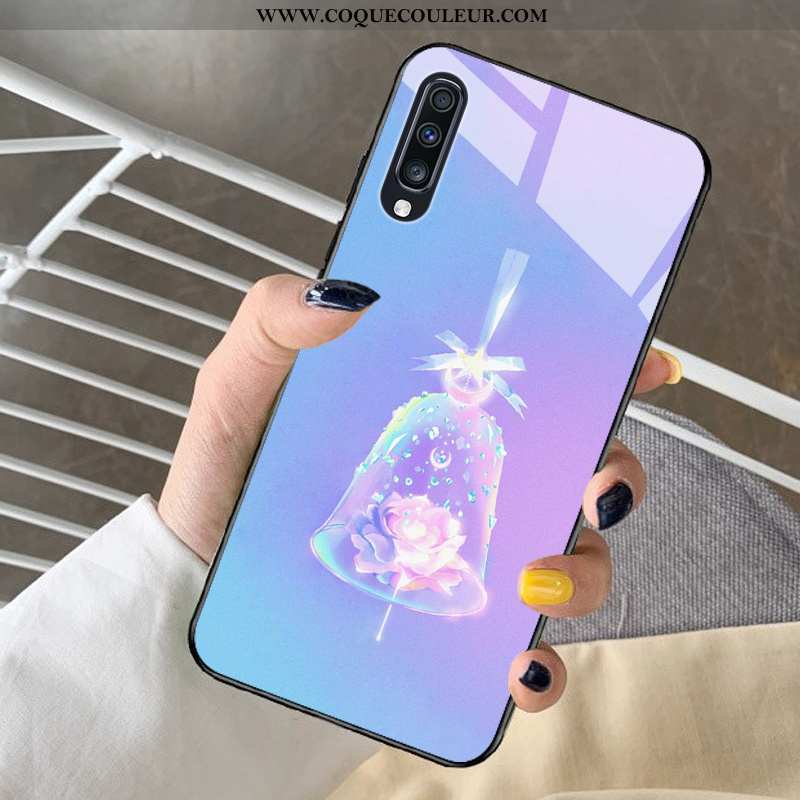 Étui Samsung Galaxy A30s Verre Frais Bleu, Coque Samsung Galaxy A30s Dessin Animé Cœur Bleu