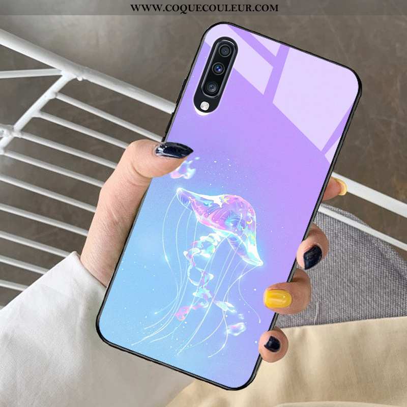 Étui Samsung Galaxy A30s Verre Frais Bleu, Coque Samsung Galaxy A30s Dessin Animé Cœur Bleu