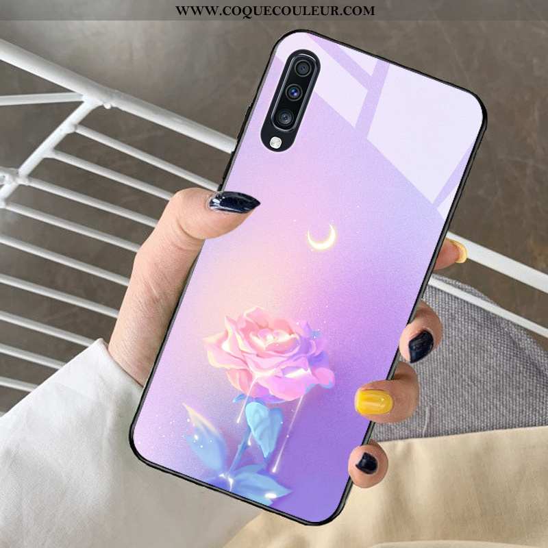 Étui Samsung Galaxy A30s Verre Frais Bleu, Coque Samsung Galaxy A30s Dessin Animé Cœur Bleu