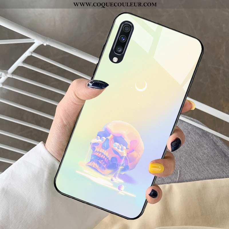 Étui Samsung Galaxy A30s Verre Frais Bleu, Coque Samsung Galaxy A30s Dessin Animé Cœur Bleu