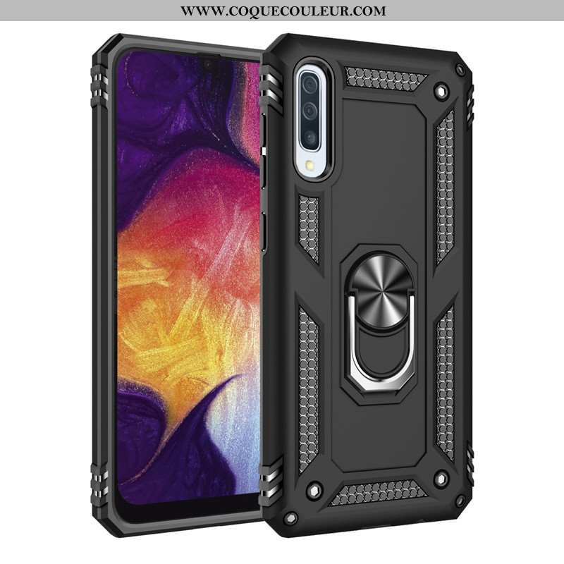 Étui Samsung Galaxy A30s Tendance Difficile Anneau, Coque Samsung Galaxy A30s Fluide Doux Noir