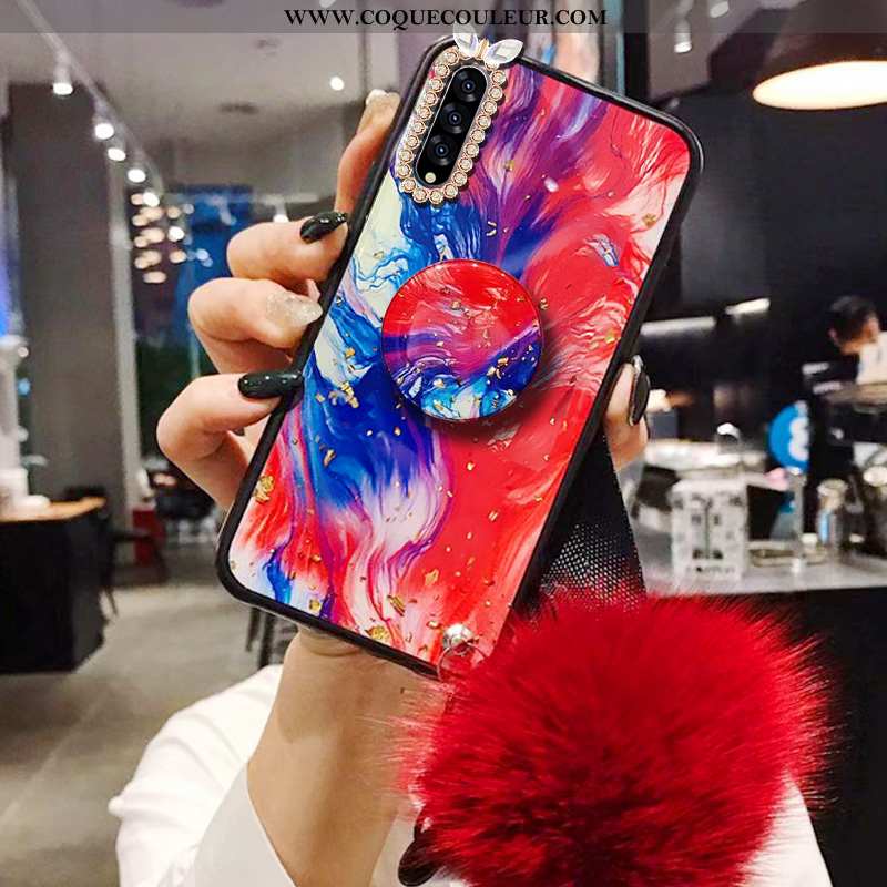 Housse Samsung Galaxy A30s Strass Support Étui, Étui Samsung Galaxy A30s Tendance Incassable Rouge