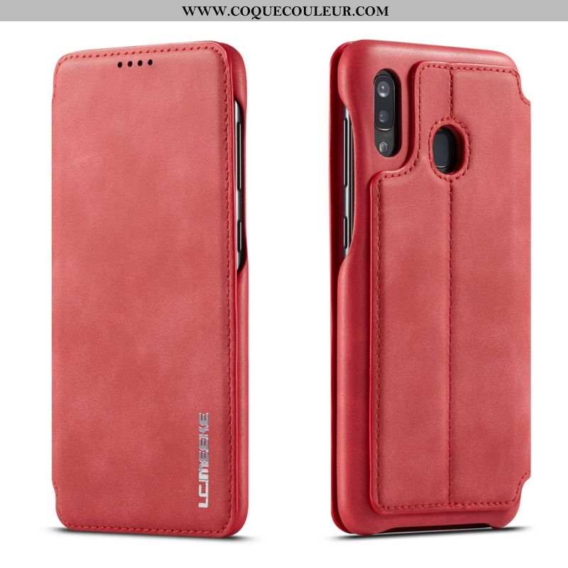 Coque Samsung Galaxy A40 Tendance Étoile Tout Compris, Housse Samsung Galaxy A40 Cuir Étui Rouge