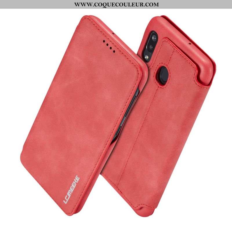 Coque Samsung Galaxy A40 Tendance Étoile Tout Compris, Housse Samsung Galaxy A40 Cuir Étui Rouge