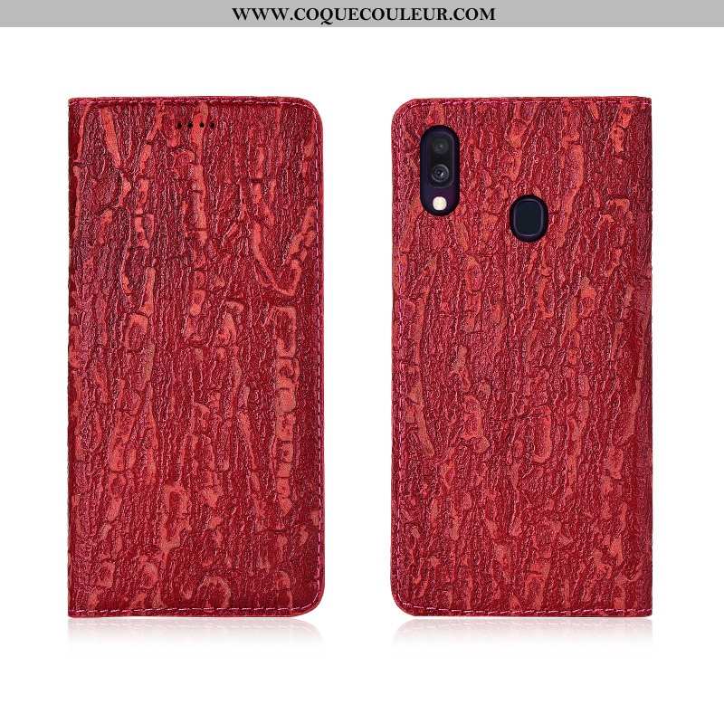 Coque Samsung Galaxy A40 Cuir Étui Coque, Housse Samsung Galaxy A40 Fluide Doux Protection Rouge