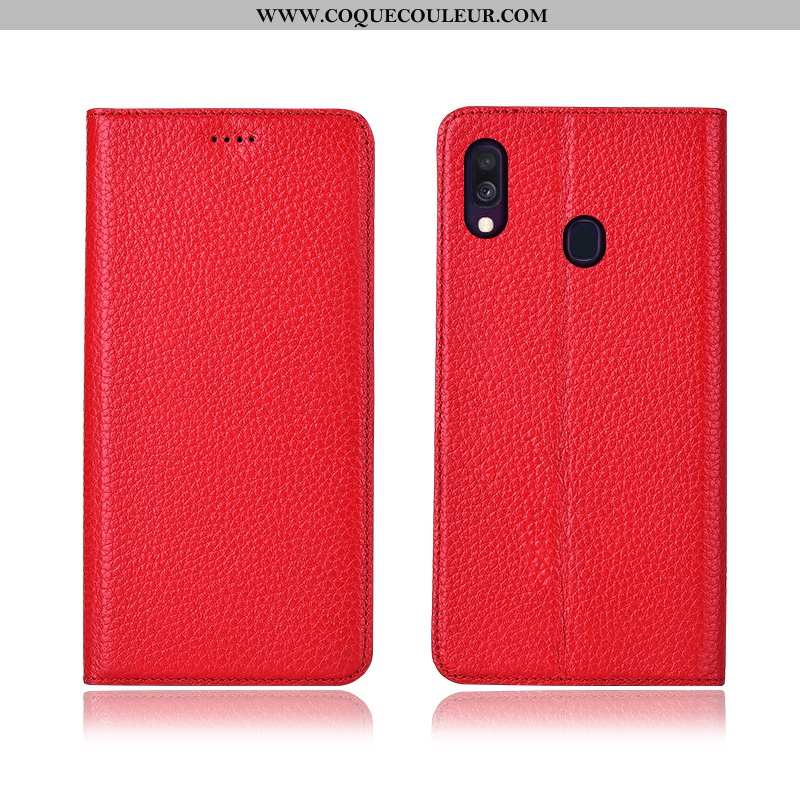 Coque Samsung Galaxy A40 Cuir Véritable Tout Compris Silicone, Housse Samsung Galaxy A40 Cuir Téléph