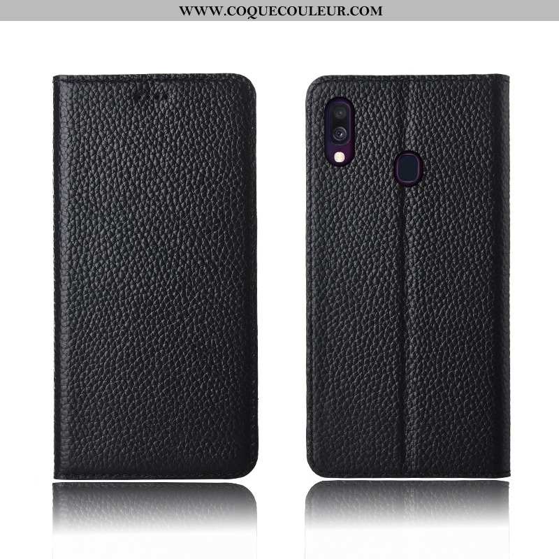 Coque Samsung Galaxy A40 Cuir Véritable Tout Compris Silicone, Housse Samsung Galaxy A40 Cuir Téléph