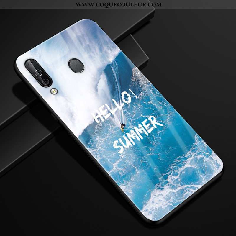 Housse Samsung Galaxy A40s Protection Bleu Marin Personnalité, Étui Samsung Galaxy A40s Verre Bleu F