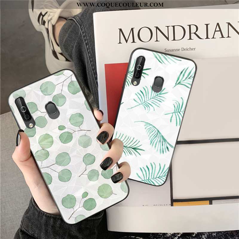 Étui Samsung Galaxy A40s Modèle Fleurie Frais Fleurs, Coque Samsung Galaxy A40s Vert Verte