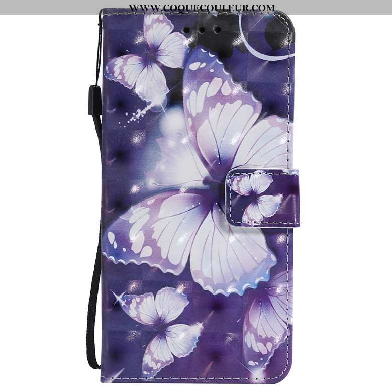 Housse Samsung Galaxy A40s Protection Peinture, Étui Samsung Galaxy A40s Dessin Animé Cuir Violet