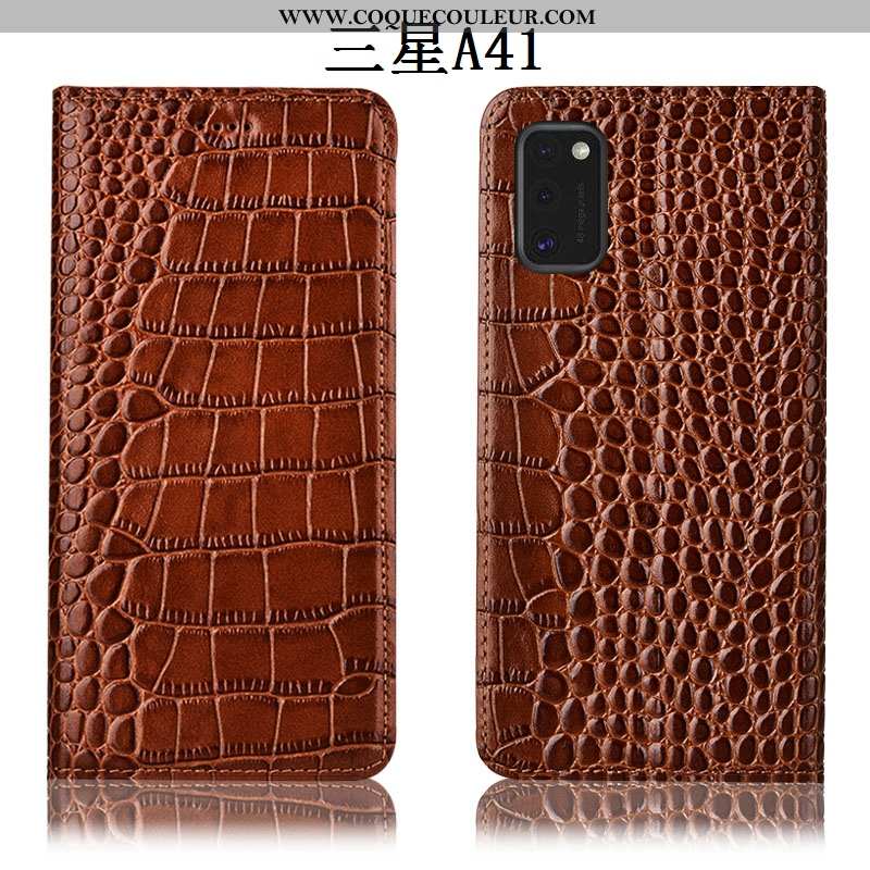 Housse Samsung Galaxy A41 Cuir Véritable Incassable Étoile, Étui Samsung Galaxy A41 Protection Tout 