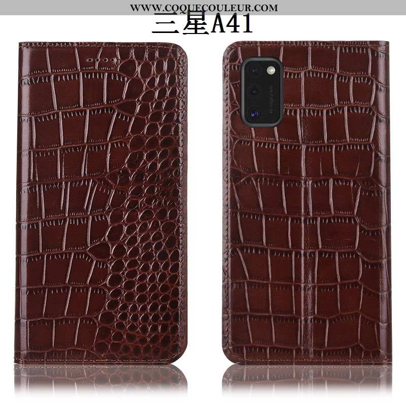 Housse Samsung Galaxy A41 Cuir Véritable Incassable Étoile, Étui Samsung Galaxy A41 Protection Tout 