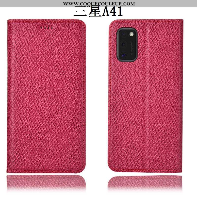 Coque Samsung Galaxy A41 Cuir Véritable Incassable Étoile, Housse Samsung Galaxy A41 Modèle Fleurie 