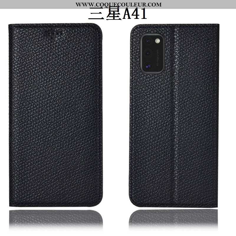 Coque Samsung Galaxy A41 Cuir Véritable Incassable Étoile, Housse Samsung Galaxy A41 Modèle Fleurie 