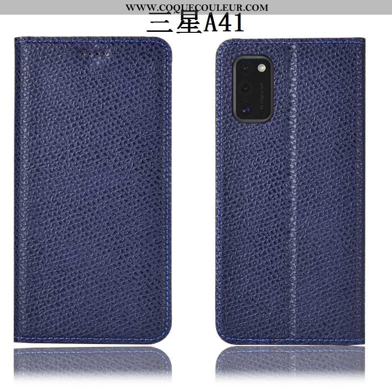 Coque Samsung Galaxy A41 Cuir Véritable Incassable Étoile, Housse Samsung Galaxy A41 Modèle Fleurie 